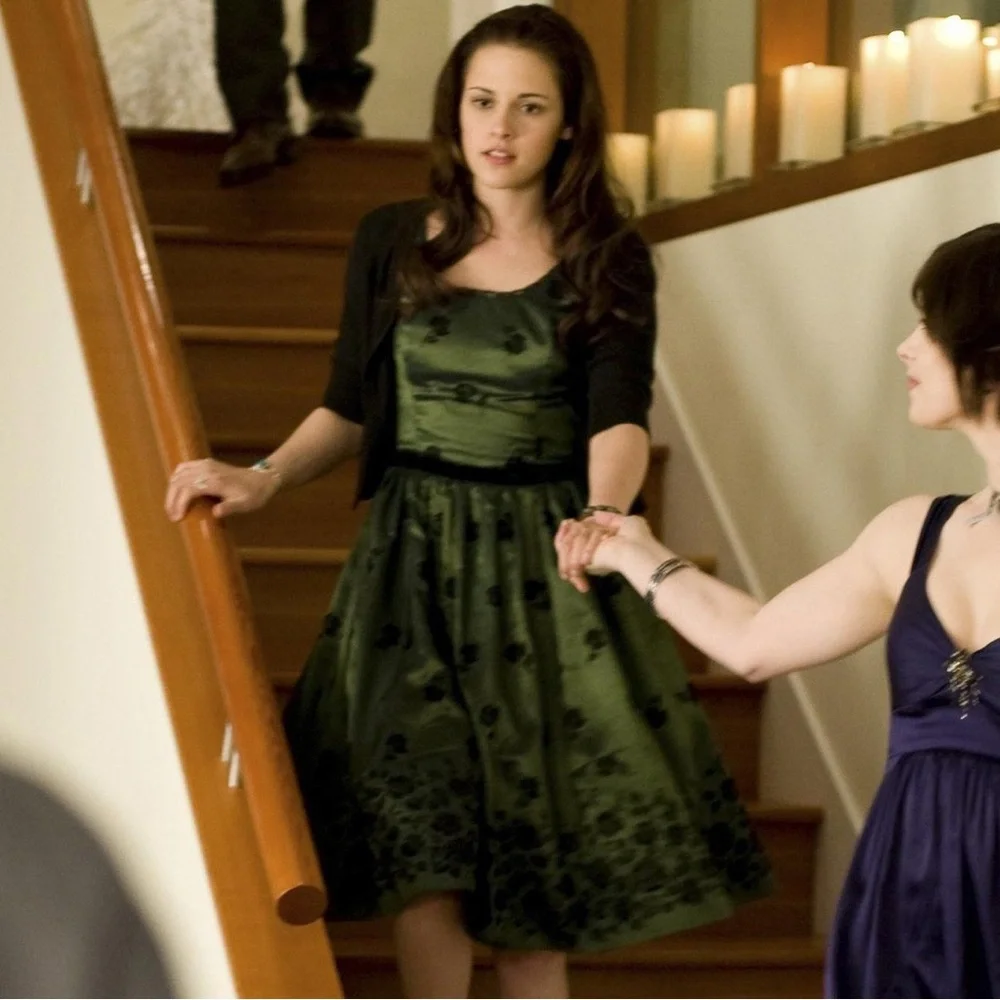 green emerald velvet dress Moon Dance Strapless Dress in Sage main image 0